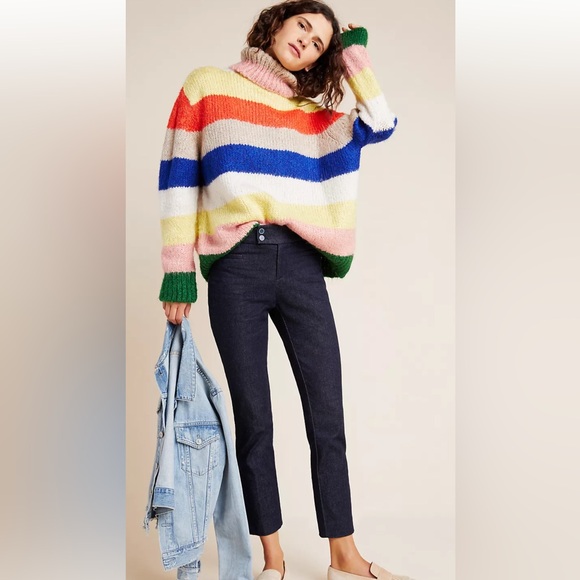 Anthropologie The Essential Slim Dark Blue Denim Jeans Size 8 Casual Pants - Picture 6 of 6